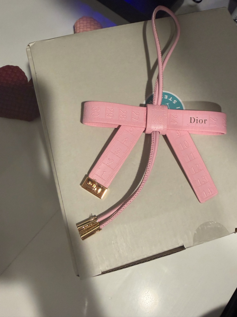 Dior Pink Measuring Tape Charm Strap with Gold-Tone Ends